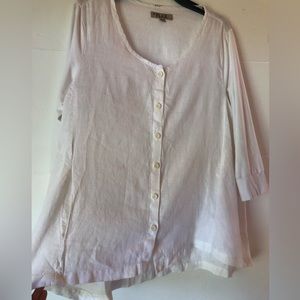 FLAX women’s S blouse linen capsule wardrobe minimalist career beach cruise